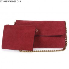 Bolso de hombro Celine Gourmette de piel de ante color rojo vino 371648