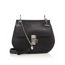 Bolso de hombro mediano de piel Chloe Drew negro