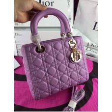 Réplica del bolso Dior Lady Totes de piel auténtica color morado.