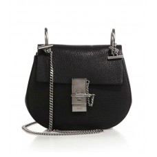 Bolso bandolera mini de piel Chloe Drew negro