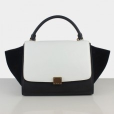Bolso Celine Trapeze de ante blanco y negro