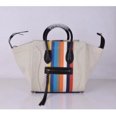 Bolso tote Celine Boston de lona con rayas arcoíris negras