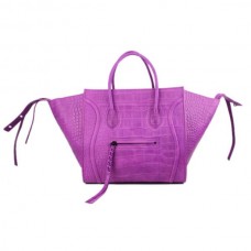 Bolsos Celine Boston de piel de cocodrilo morada