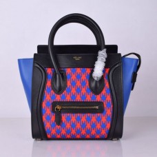 Bolso tote mediano Celine Luggage negro con estampado de pata de gallo.