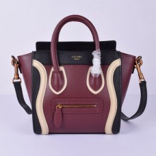 Bolso pequeño Celine Luggage Tote negro vino blanco