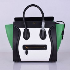 Bolsos grandes Celine Luggage Tote en negro, blanco y verde.