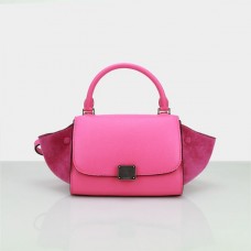 Bolso Celine Small Trapeze de piel rosa neón