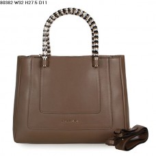 Bolso de mano Bvlgari nuevo, de piel de becerro Serpenti, color caqui, modelo 80382