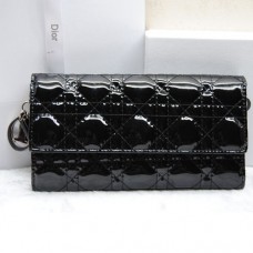 Cartera Dior CD086 negra de piel charol Cartera Dior CD086 negra de piel charol