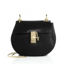 Bolso de hombro pequeño de piel Chloe Drew negro