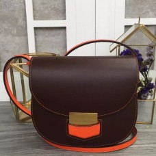 Bolso Celine Small Bicolour Trotteur en piel de becerro color burdeos.