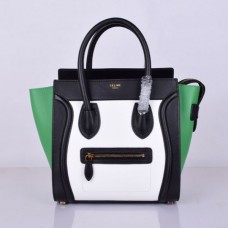 Bolso tote mediano Celine en negro, blanco y verde.