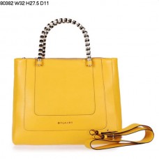 Bolso de mano Bvlgari nuevo, de piel de becerro Serpenti, color amarillo, modelo 80382.