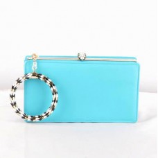 Pochette enmarcada en cuero original Bvlgari Serpenti azul cielo 82121