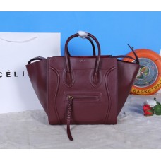 Bolso Celine Boston de piel de becerro color burdeos
