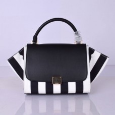 Bolso Celine Medium Trapeze de rayas blancas y negras