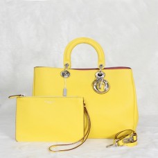 Bolso Dior Diorissimo Jumbo amarillo, piel color lichi importada (herrajes plateados) 602