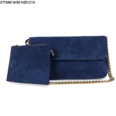 Bolso de hombro Celine Gourmette de piel de ante, color azul zafiro 371648