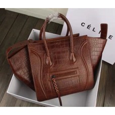 Bolso Boston de piel de cocodrilo de Celine Coffee