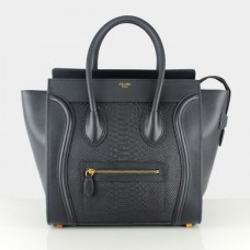 Bolso tote grande Celine Luggage Tote de piel de serpiente negra