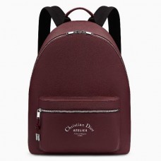Mochila Dior Rider en piel de becerro color burdeos
