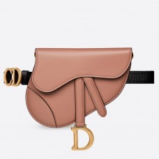 Riñonera Dior Saddle en piel de becerro lisa color empolvado