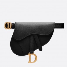 Riñonera Dior Saddle en piel de becerro granulada negra