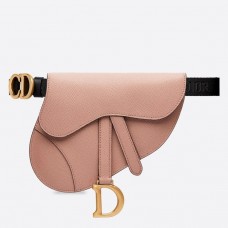 Riñonera Dior Saddle en piel de becerro granulada color empolvado