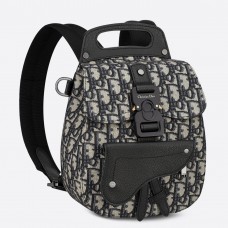 Mini mochila Saddle de Dior en jacquard oblicuo azul