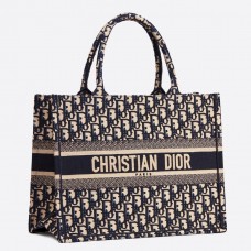 Bolso tote pequeño Dior en lona azul oblicua.