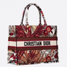 Bolso tote pequeño Dior en lona roja Phoenix.