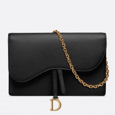 Bolso de mano Dior de piel de becerro negra con cadena