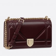 Bolso Dior Diorama de piel de cordero burdeos con motivo Cannage grande