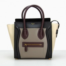 Bolso tote mediano Celine en gris, negro y blanco vino.