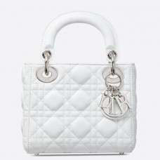 Bolso Dior Lady Dior Mini Chain en piel de cordero blanca