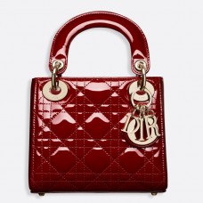 Bolso mini Lady Dior rojo charol con cadena Bolso mini Lady Dior rojo charol con cadena