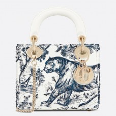 Bolso mini Lady Dior de Dior Toile De Jouy con cadena Bolso mini Lady Dior de Dior Toile De Jouy con cadena