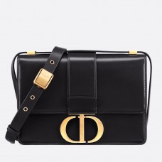 Bolso de hombro Dior 30 Montaigne en piel de becerro negra.