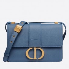 Bolso Dior 30 Montaigne en piel de becerro granulada azul denim