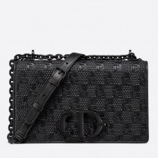 Bolso Dior 30 Montaigne con cadena en piel de cordero trenzada negra