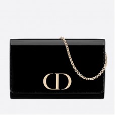 Cartera Dior 30 Montaigne con cadena en piel de becerro charol negra