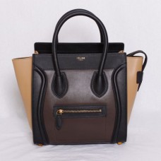 Bolso tote mediano Celine negro, café y albaricoque