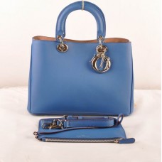 Bolso mediano Dior Diorissimo azul de piel original (herrajes dorados) 603