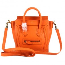 Bolso tote pequeño Celine Luggage de piel naranja