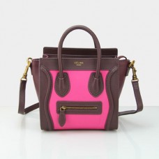 Bolso de hombro pequeño Celine Luggage Tote color vino rosado