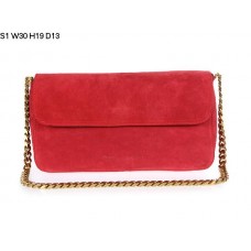 Bolso de hombro pequeño Celine Gourmette de piel de ante rojo S1