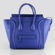 Bolso tote grande Celine Luggage de piel azul neón