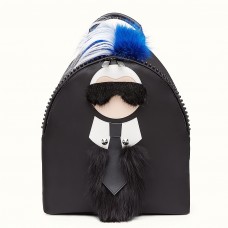 Mochila Fendi Karlito con apliques de piel negra