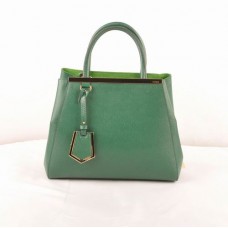 Bolso pequeño Fendi 2jours de piel verde con vetas cruzadas
